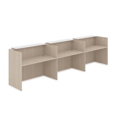 Лаунж 1КР-ДС.003.1 (Шамони светлый/Белый) Комплект Ресепшн с фартуком ЛДСП (с подсветкой)