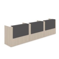 Лаунж 1КР-ДС.003.1 (Шамони светлый/Графит) Комплект Ресепшн с фартуком ЛДСП (с подсветкой)