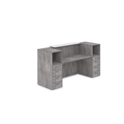 Лаунж 1КРТ-ДС.004 (Basalt/Белый) Комплект Ресепшн с фартуком ЛДСП (без подсветки)