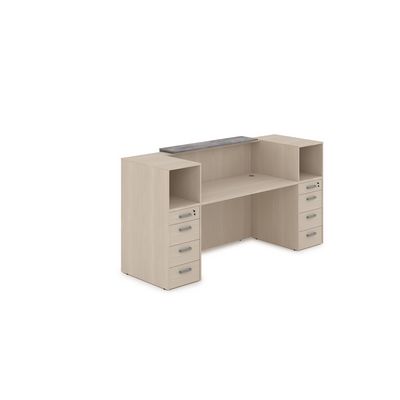 Лаунж 1КРТ-ДС.004 (Шамони светлый/Basalt) Комплект Ресепшн с фартуком ЛДСП (без подсветки)