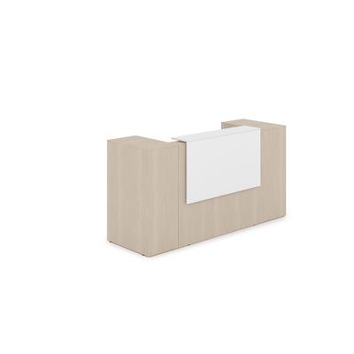 Лаунж 1КРТ-ДС.004.1 (Шамони светлый/Белый) Комплект Ресепшн с фартуком ЛДСП (с подсветкой)