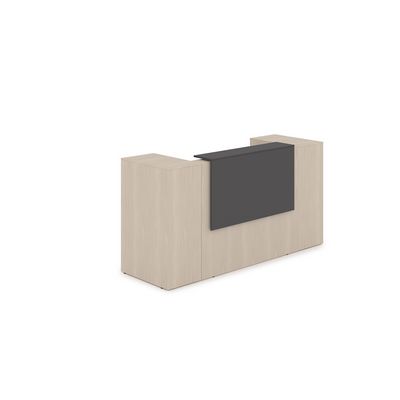 Лаунж 1КРТ-ДС.004.1 (Шамони светлый/Графит) Комплект Ресепшн с фартуком ЛДСП (с подсветкой)