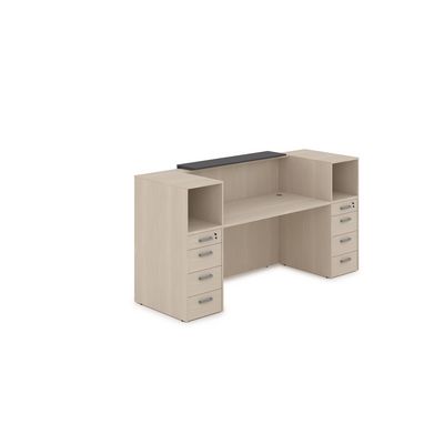 Лаунж 1КРТ-ДС.004.1 (Шамони светлый/Графит) Комплект Ресепшн с фартуком ЛДСП (с подсветкой)