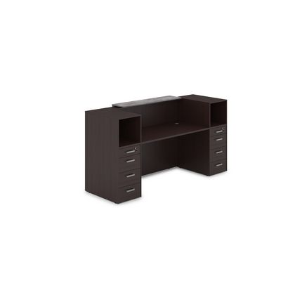 Лаунж 1КРТ-ДС.004.1 (Венге/Basalt) Комплект Ресепшн с фартуком ЛДСП (с подсветкой)