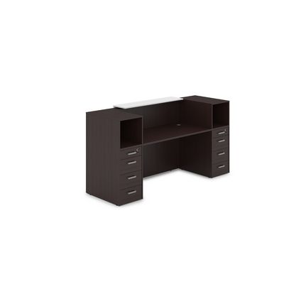 Лаунж 1КРТ-ДС.004 (Венге/Белый) Комплект Ресепшн с фартуком ЛДСП (без подсветки)