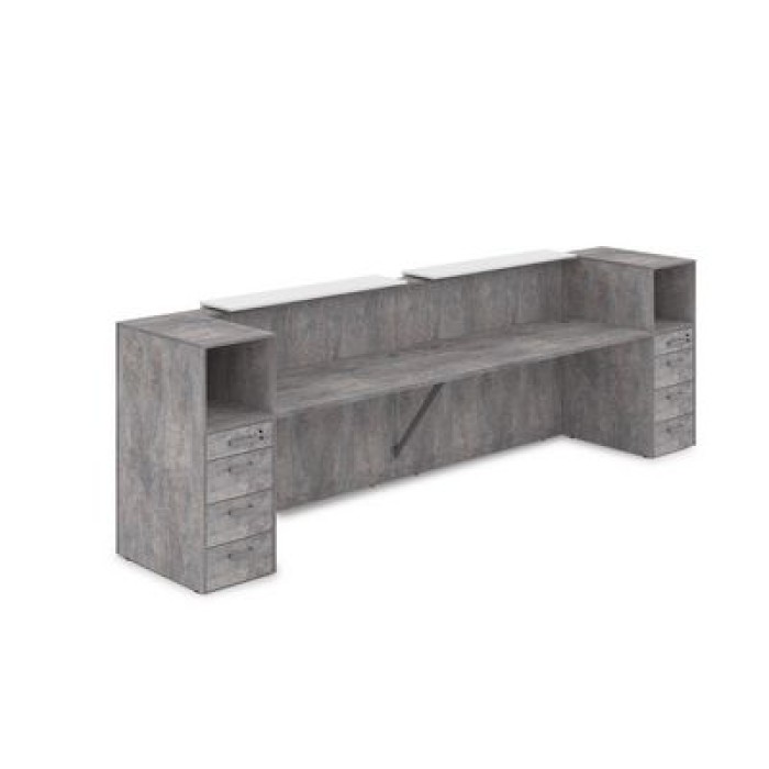 Лаунж 1КРТ-ДС.005 (Basalt/Белый) Комплект Ресепшн с фартуком ЛДСП (без подсветки)