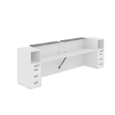 Лаунж 1КРТ-ДС.005 (Белый/Basalt) Комплект Ресепшн с фартуком ЛДСП (без подсветки)