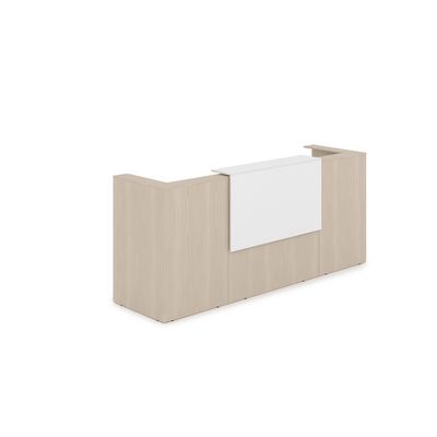 Лаунж 1КР-ДС.201.1 (Шамони светлый/Белый) Комплект Ресепшн с фартуком ЛДСП (с подсветкой)