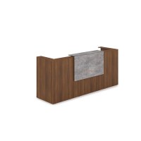 Лаунж 1КР-ДС.201.1 (Шамони темный/Basalt) Комплект Ресепшн с фартуком ЛДСП (с подсветкой)