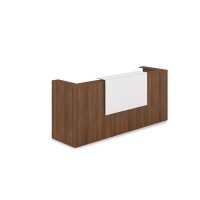 Лаунж 1КР-ДС.201.1 (Шамони темный/Белый) Комплект Ресепшн с фартуком ЛДСП (с подсветкой)