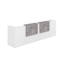 Лаунж 1КР-ДС.202 (Белый/Basalt) Комплект Ресепшн с фартуком ЛДСП (без подсветки)