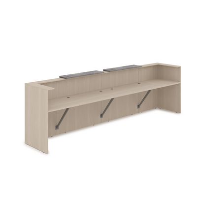 Лаунж 1КР-ДС.202 (Шамони светлый/Basalt) Комплект Ресепшн с фартуком ЛДСП (без подсветки)