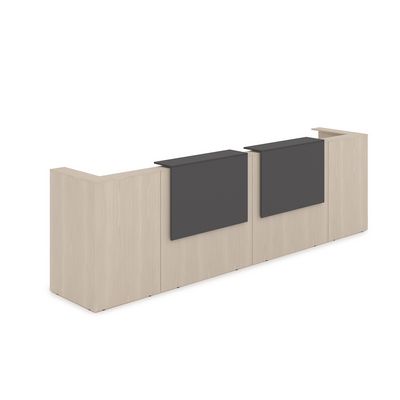 Лаунж 1КР-ДС.202 (Шамони светлый/Графит) Комплект Ресепшн с фартуком ЛДСП (без подсветки)