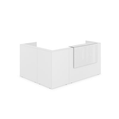 Лаунж 1КР-КЛ.102.1 (Белый/Белый глянец) Комплект Ресепшн с фартуком HPL (с подсветкой)