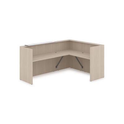 Лаунж 1КР-КЛ.102 (Шамони светлый/Белый глянец) Комплект Ресепшн с фартуком HPL (без подсветки)