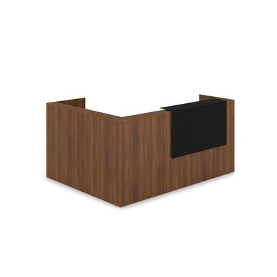 Лаунж 1КР-КЛ.102 (Шамони темный/Черный матовый) Комплект Ресепшн с фартуком HPL (без подсветки)