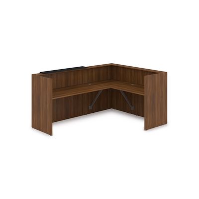 Лаунж 1КР-КЛ.102 (Шамони темный/Черный матовый) Комплект Ресепшн с фартуком HPL (без подсветки)