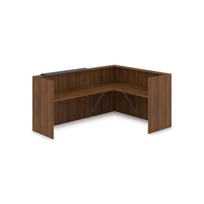 Лаунж 1КР-КЛ.102.1 (Шамони темный/Графит матовый) Комплект Ресепшн с фартуком HPL (с подсветкой)