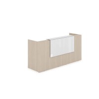 Лаунж 1КР-КЛ.001.1 (Шамони светлый/Белый глянец) Комплект Ресепшн с фартуком HPL (с подсветкой)