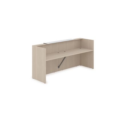 Лаунж 1КР-КЛ.001.1 (Шамони светлый/Белый глянец) Комплект Ресепшн с фартуком HPL (с подсветкой)