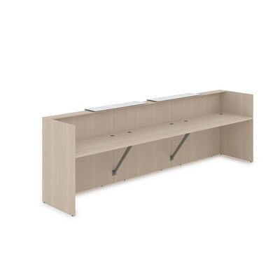 Лаунж 1КР-КЛ.002 (Шамони светлый/Белый глянец) Комплект Ресепшн с фартуком HPL (без подсветки)