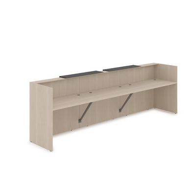 Лаунж 1КР-КЛ.002.1 (Шамони светлый/Графит матовый) Комплект Ресепшн с фартуком HPL (с подсветкой)