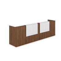 Лаунж 1КР-КЛ.002 (Шамони темный/Белый глянец) Комплект Ресепшн с фартуком HPL (без подсветки)