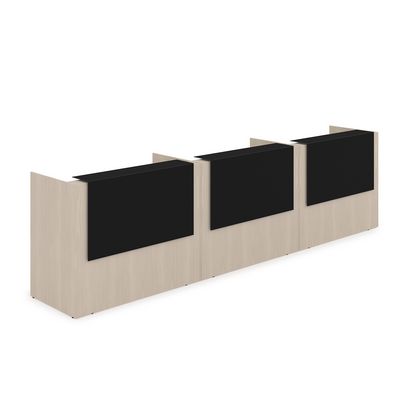 Лаунж 1КР-КЛ.003.1 (Шамони светлый/Черный матовый) Комплект Ресепшн с фартуком HPL (с подсветкой)