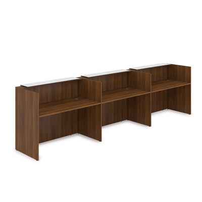 Лаунж 1КР-КЛ.003 (Шамони темный/Белый глянец) Комплект Ресепшн с фартуком HPL (без подсветки)