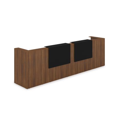 Лаунж 1КР-КЛ.202 (Шамони темный/Черный матовый) Комплект Ресепшн с фартуком HPL (без подсветки)