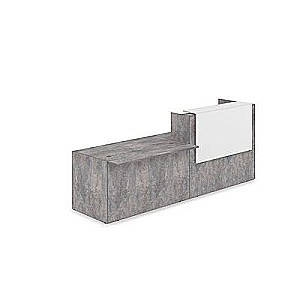 Лаунж 1КРС-ДС.007 (Basalt/Белый) Комплект Ресепшн с фартуком ЛДСП (без подсветки)