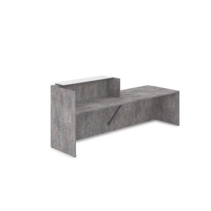 Лаунж 1КРС-ДС.007 (Basalt/Белый) Комплект Ресепшн с фартуком ЛДСП (без подсветки)