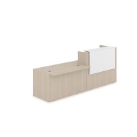 Лаунж 1КРС-ДС.007 (Шамони светлый/Белый) Комплект Ресепшн с фартуком ЛДСП (без подсветки)