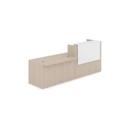 Лаунж 1КРС-ДС.007.1 (Шамони светлый/Белый) Комплект Ресепшн с фартуком ЛДСП (с подсветкой)