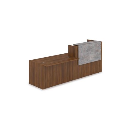 Лаунж 1КРС-ДС.007.1 (Шамони темный/Basalt) Комплект Ресепшн с фартуком ЛДСП (с подсветкой)