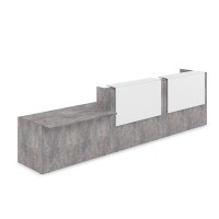 Лаунж 1КРС-ДС.008 (Basalt/Белый) Комплект Ресепшн с фартуком ЛДСП (без подсветки)