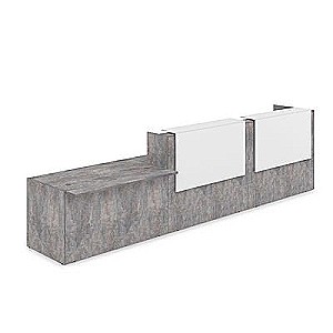 Лаунж 1КРС-ДС.008 (Basalt/Белый) Комплект Ресепшн с фартуком ЛДСП (без подсветки)
