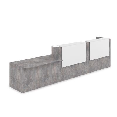 Лаунж 1КРС-ДС.008 (Basalt/Белый) Комплект Ресепшн с фартуком ЛДСП (без подсветки)