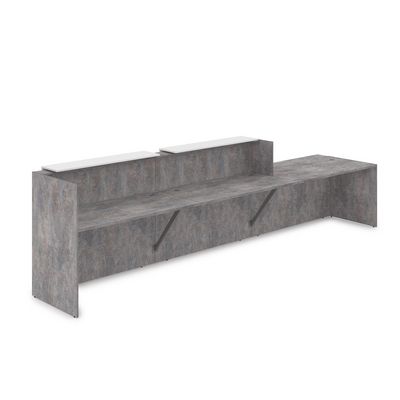 Лаунж 1КРС-ДС.008 (Basalt/Белый) Комплект Ресепшн с фартуком ЛДСП (без подсветки)