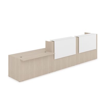 Лаунж 1КРС-ДС.008 (Шамони светлый/Белый) Комплект Ресепшн с фартуком ЛДСП (без подсветки)