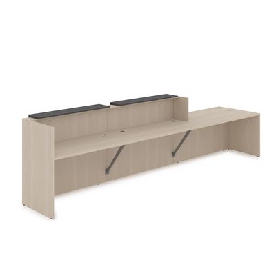 Лаунж 1КРС-ДС.008 (Шамони светлый/Графит) Комплект Ресепшн с фартуком ЛДСП (без подсветки)