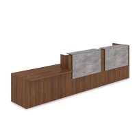 Лаунж 1КРС-ДС.008.1 (Шамони темный/Basalt) Комплект Ресепшн с фартуком ЛДСП (с подсветкой)