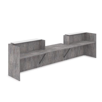 Лаунж 1КРС-ДС.009 (Basalt/Белый) Комплект Ресепшн с фартуком ЛДСП (без подсветки)