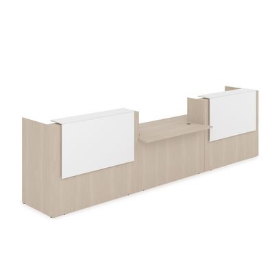 Лаунж 1КРС-ДС.009 (Шамони светлый/Белый) Комплект Ресепшн с фартуком ЛДСП (без подсветки)