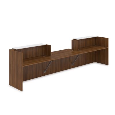 Лаунж 1КРС-ДС.009 (Шамони темный/Белый) Комплект Ресепшн с фартуком ЛДСП (без подсветки)