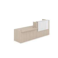 Лаунж 1КРС-КЛ.007.1 (Шамони светлый/Белый глянец) Комплект Ресепшн с фартуком HPL (с подсветкой)