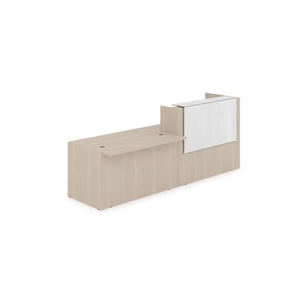 Лаунж 1КРС-КЛ.007 (Шамони светлый/Белый глянец) Комплект Ресепшн с фартуком HPL (без подсветки)