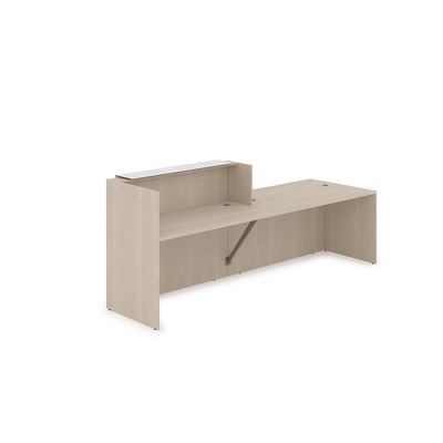 Лаунж 1КРС-КЛ.007 (Шамони светлый/Белый глянец) Комплект Ресепшн с фартуком HPL (без подсветки)