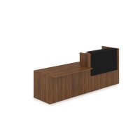 Лаунж 1КРС-КЛ.007.1 (Шамони темный/Черный матовый) Комплект Ресепшн с фартуком HPL (с подсветкой)