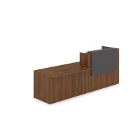 Лаунж 1КРС-КЛ.007.1 (Шамони темный/Графит матовый) Комплект Ресепшн с фартуком HPL (с подсветкой)